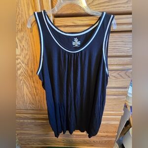 Womans Secret Treasures Black Sleeveless Shirt Top / White Trim Size XXL 22W-24W